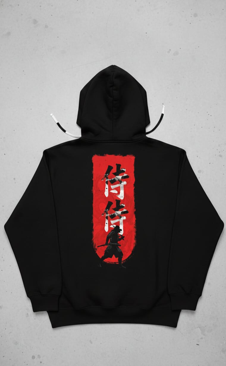 Samurai Spirit Streetwear Hoodie – Black