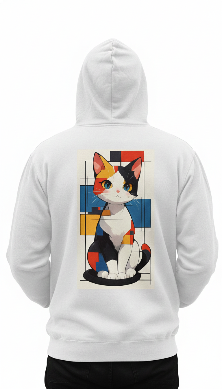 Unisex heavy blend hoodie with modern art cat graphic