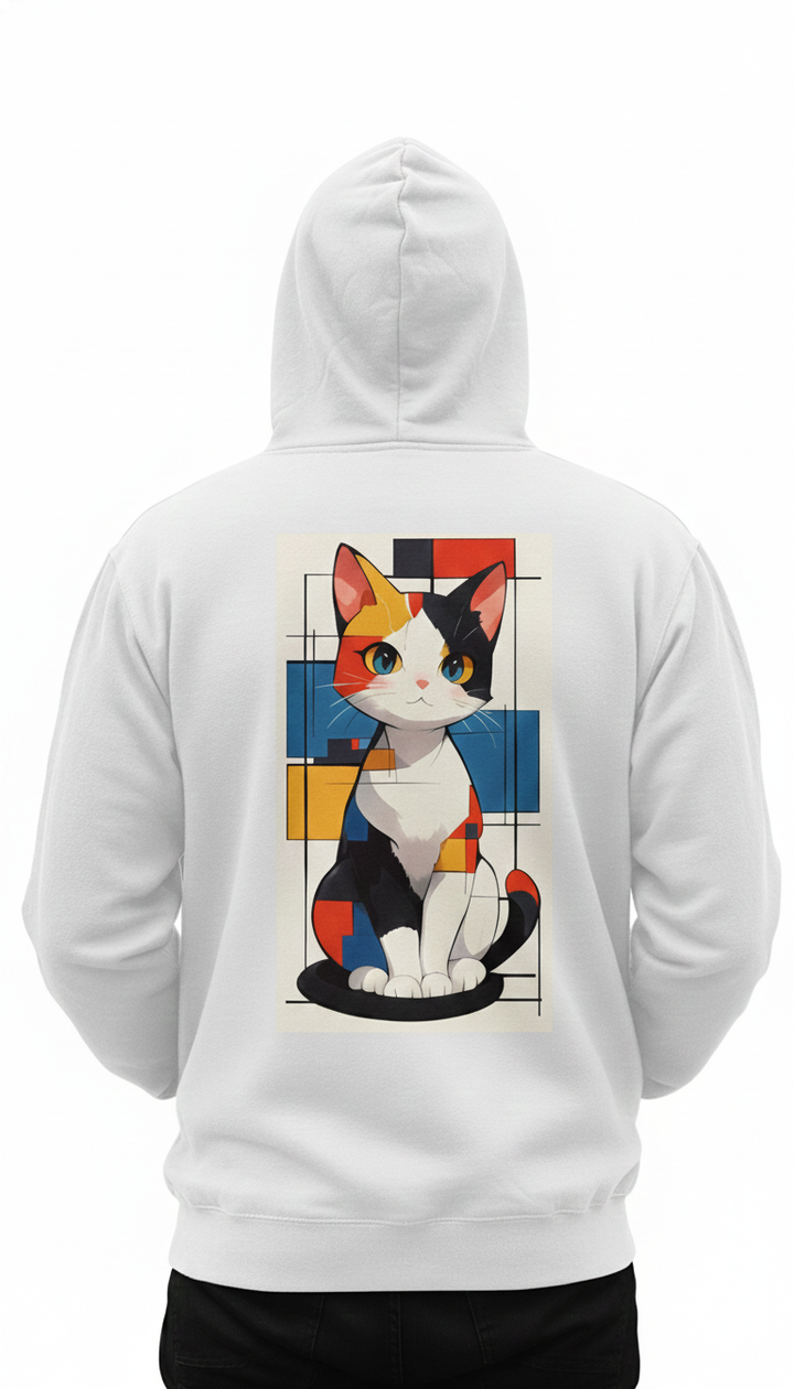 Unisex heavy blend hoodie with modern art cat graphic