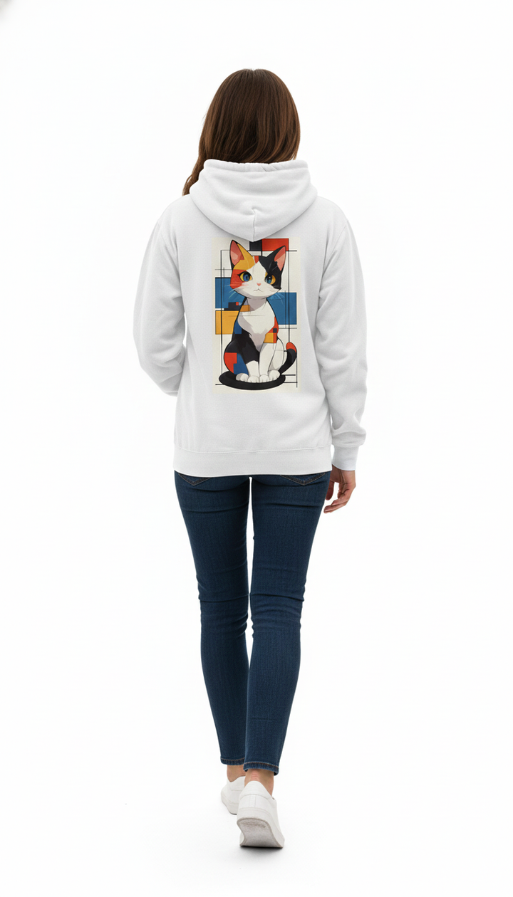 Unisex heavy blend hoodie with modern art cat graphic