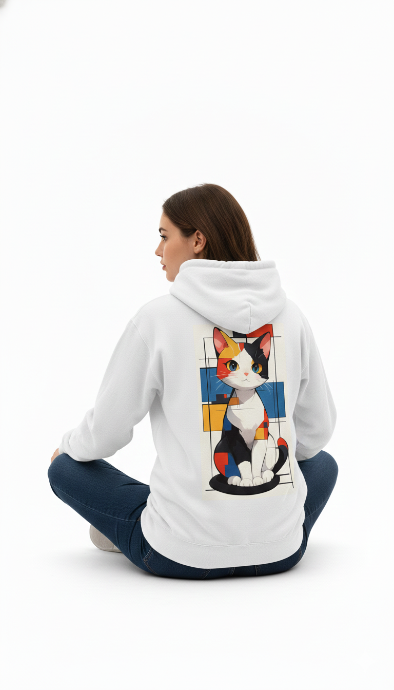 Unisex heavy blend hoodie with modern art cat graphic