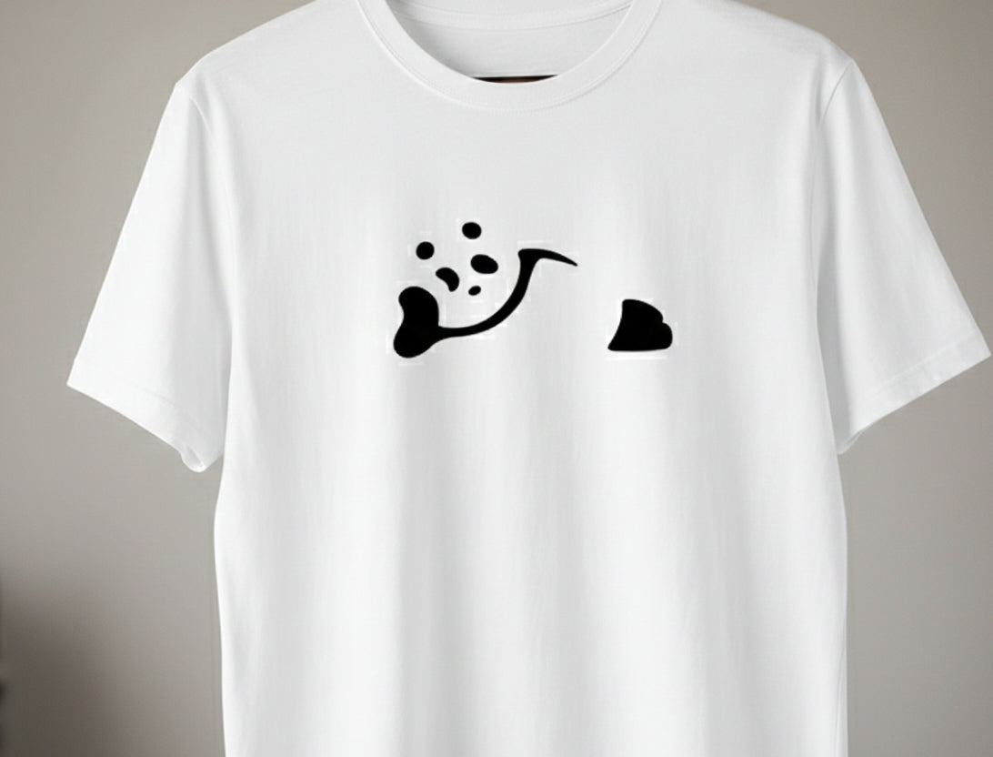 Casual Crew Neck Tee featuring Minimalist Bear Art