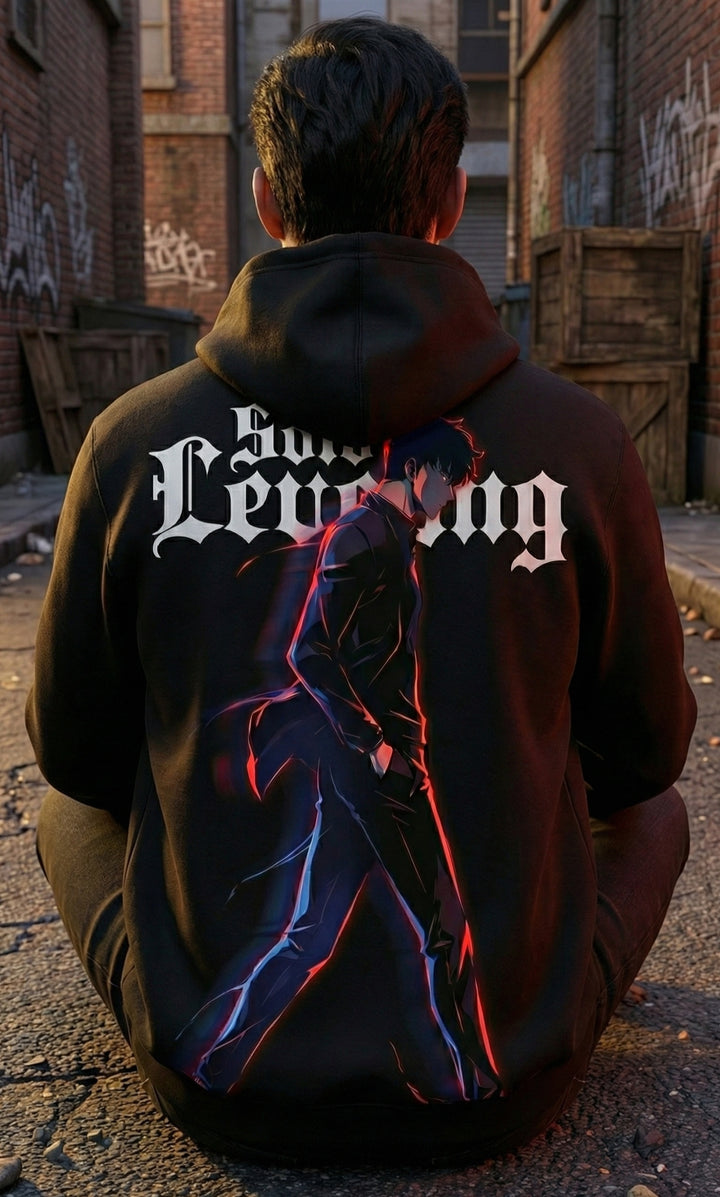 Solo leveling sung Jin - woo hoodie - black graphic back print pullover