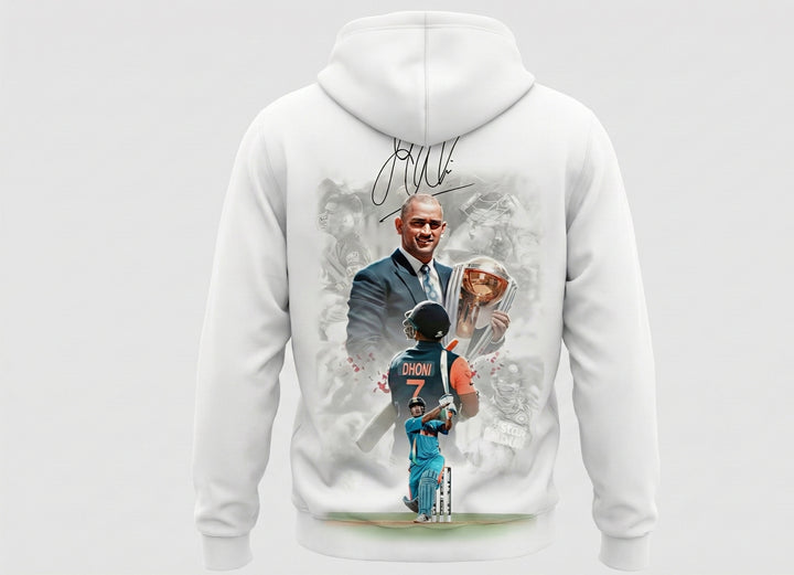 Legend MS Dhoni #7 Signature Edition White Hoodie