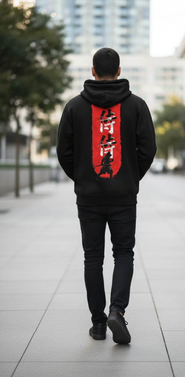 Samurai Spirit Streetwear Hoodie – Black