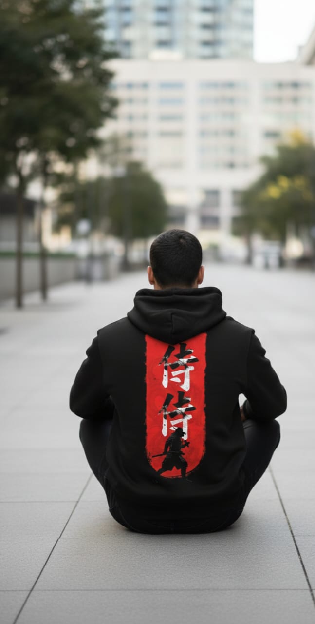 Samurai Spirit Streetwear Hoodie – Black